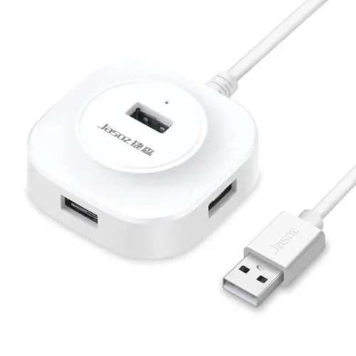 Hub USB 2.0 Jasoz de Alta Velocidad 4 Puertos Acoplamiento 0.5M (Blanco)