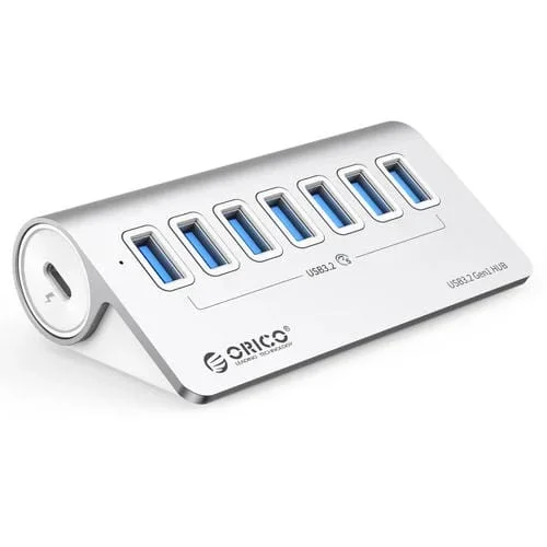Hub USB 3.2 Gen1 5Gbps 7 Puertos Orico M3U7 Aleación de Aluminio con Cable 0,5 m (Plata)