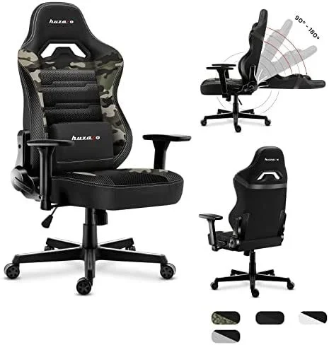 Huzaro FORCE 7.7 CAMO silla para videojuegos Butaca para jugar Asiento de malla Negro, Camuflaje