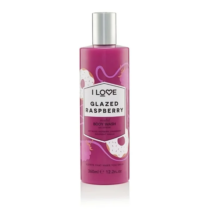 I LOVE Glazed Raspberry 360 ml Gel de ducha Cuerpo Doughnut, Frambuesa, Fresa, Vainilla