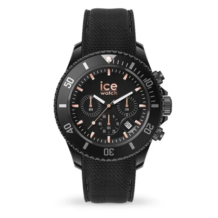 Ice-Watch – ICE chrono Black rose-gold – Reloj negro para Hombre con Correa de silicona – Chrono – 020620 (Large)
