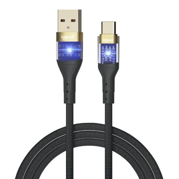 iggual Cable USB-A a Tipo C 3A 100 cm Trenzado – Carga Rápida para Multiples Dispositivos – Transferencia de Datos – Indicador LED de Conexion.(100cm)