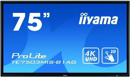 Iiyama prolite te7503mis-b1ag monitor pantalla táctil 189,2 cm (74.5″) 3840 x 2160 pixeles negro multi-touch multi-usuario