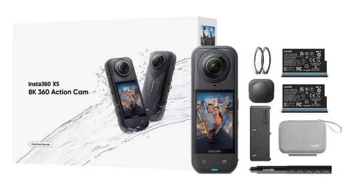 Insta360 X5 Bundle cámara para deporte de acción 72 MP 8K Ultra HD 25,4 / 1,28 mm (1 / 1.28″) Wifi 200 g