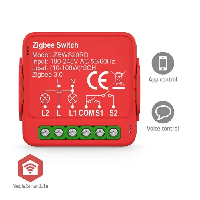 Interruptor de alimentación smartlife | zigbee 3.0 | 2×100 w | conexión terminal | app disponible para: android™ / ios