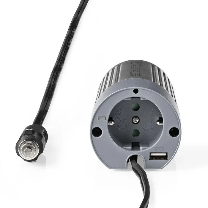 Inversor de energía de onda sinusoidal modificada | tensión de entrada: 24 v dc | salida(s) de potencia: type f (cee 7/3) | 230 v ac 50 hz | 100 w | potencia máxima de salida: 200 w | toma del encendedor | plata