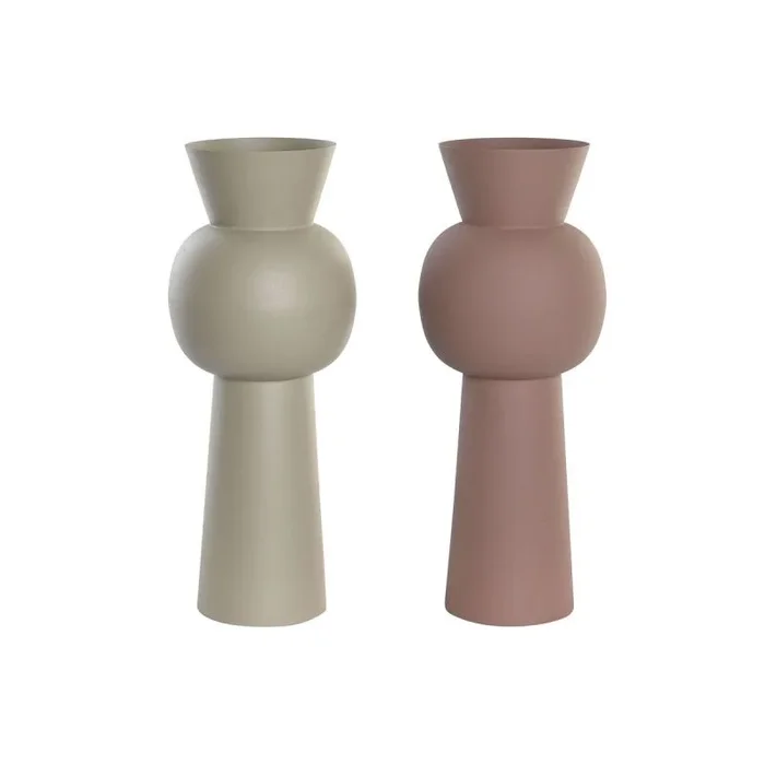 Jarrón dkd home decor beige rosa hierro 19 x 19 x 51,5 cm (2 unidades)
