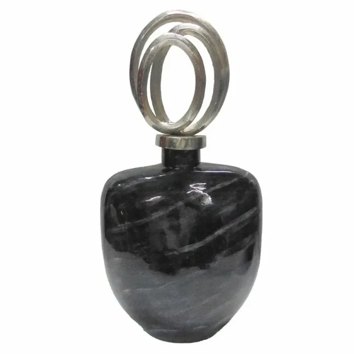 Jarrón dkd home decor cristal plateado negro aluminio moderno (23 x 13 x 41 cm)