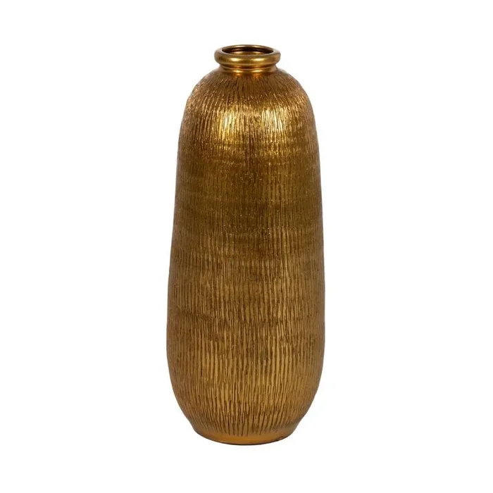 Jarrón Dorado Cerámica 25 x 25 x 60 cm – Marca: BigBuy Home – EAN: 8445146143518