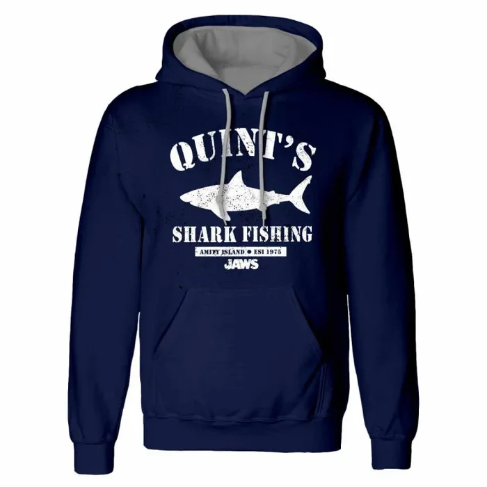 Jaws – quints shark fishing (unisex navy pullover hoodie) large