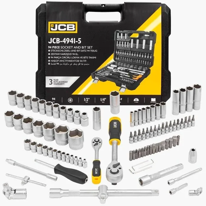 JCB Juego de herramientas 94-TLG 1/4», 1/2» (6 cantos) (4-32 mm) /Maletín de herramientas Kit de herramientas