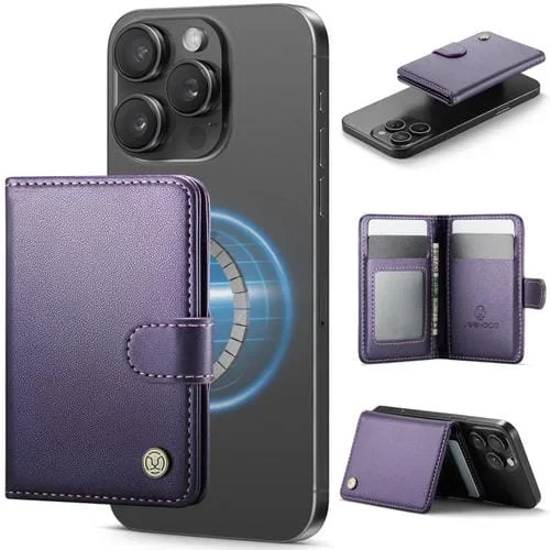 JEEHOOD J09 RFID – Bolsa para tarjetas con hebilla magnética (morada)