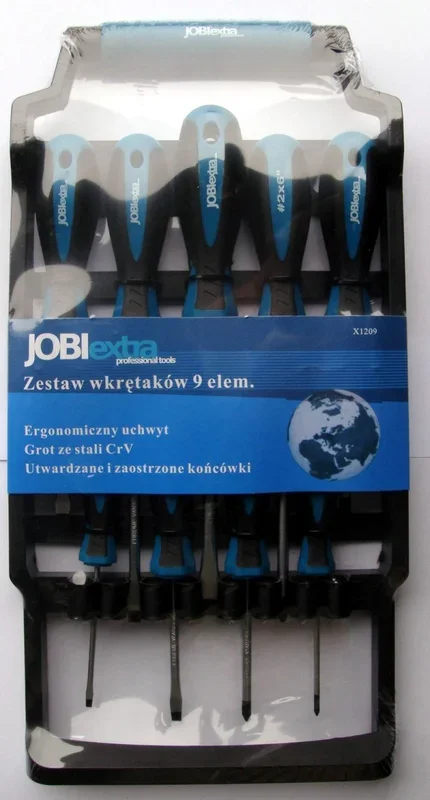 JOBI extra, modelo WX1209, Juego de 9 destornilladores de acero inoxidable, ideales para aplicaciones profesionales en electrónica y mecánica