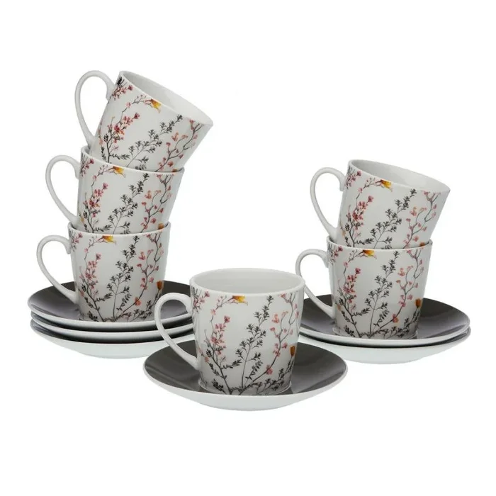 Juego de 6 tazas de té con plato versa balbec porcelana