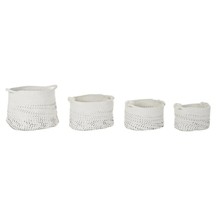 Juego de cestas dkd home decor blanco negro boho 36 x 36 x 33 cm (4 piezas)