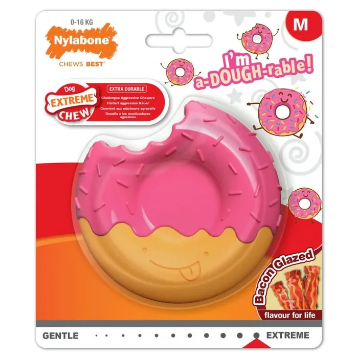 Juguete para perros nylabone rosa bacon m