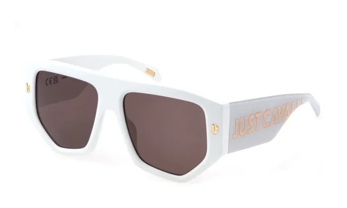 JUST CAVALLI SJC097V Gafas, Shiny White Snow, 58 Unisex Adulto