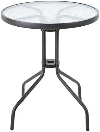 Jysk 3770704 mesa para exterior Negro, Transparente Forma redonda