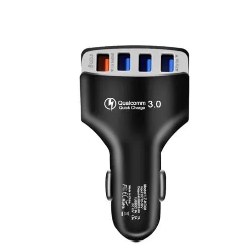 Kc08 4 En 1 Enchufe De Conversión De Encendedor De Cigarrillos Multifunción Usb Cargador Rápido Para Automóvil (Negro)
