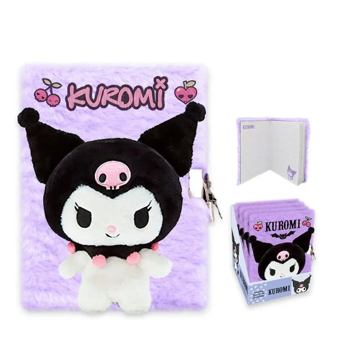 Kids Licensing – Libreta Peluche A5 con Rayas para Escribir – Cuaderno Infantil Suave de Kuromi para Niñas, Ideal para Regalar