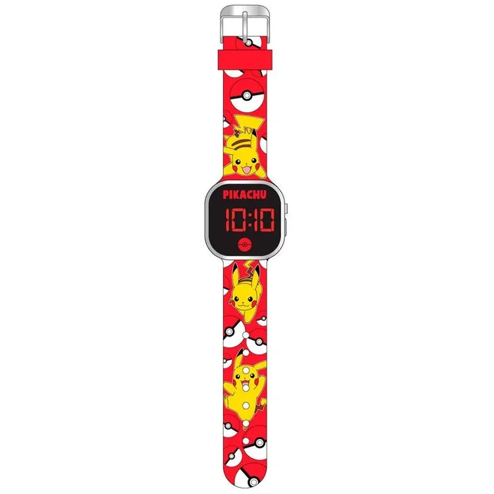 Kids Licensing Digital Pokemon, Pikachu, Batería Duradera, Funciones Completas, Correa Ajustable, LED Infantil, Diseño Original, Cuadrado, Reloj Niño, Perfecto para Regalo POK4387