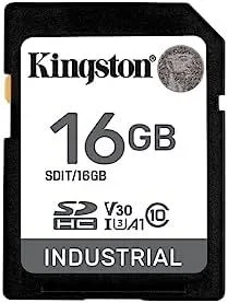 Kingston Tarjeta SD Industrial, hasta 100 MB/s, Alta Resistencia, UHS-I U3 V30 A1, (SDIT/16 GB)