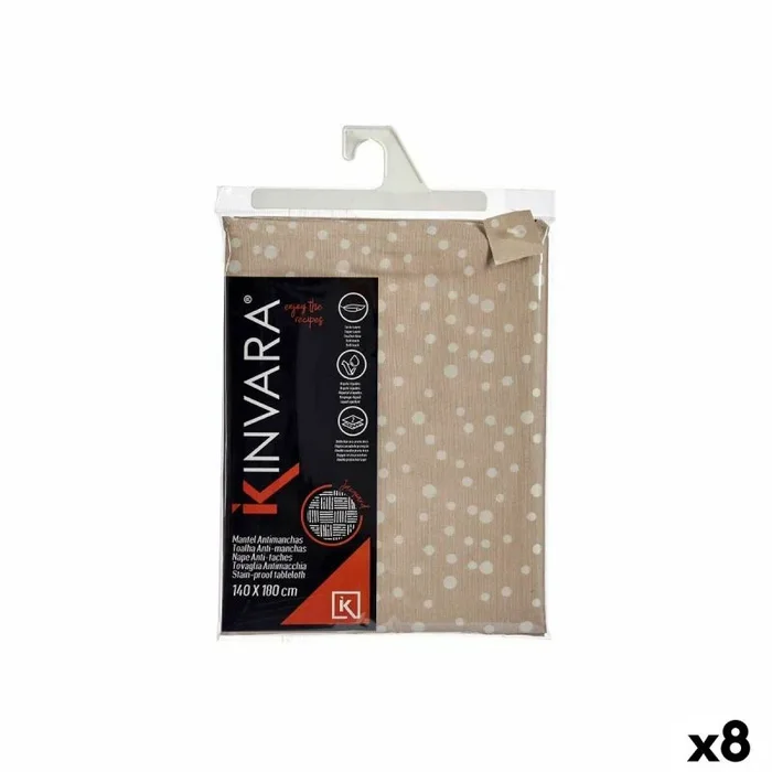 Kinvara Mantel Jacquard Antimanchas Lunares 140 x 180 cm Beige (8 Unidades)