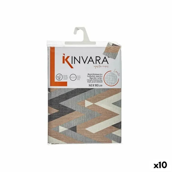 Kinvara Mantel Loneta Antimanchas Rayas 140 x 180 cm Beige (10 Unidades)