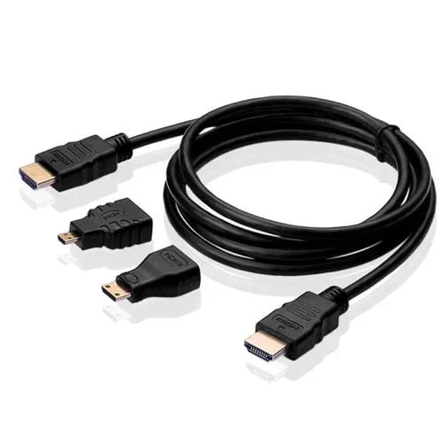 Kit Adaptador de Cable HDMI 3 en 1 Full HD 1080P con Cable HDMI de 1,5 m y Adaptadores HDMI a Mini HDMI y Micro HDMI