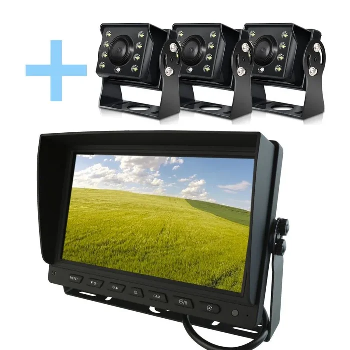 Kit de cámara de aparcamiento Yatek Pantalla AHD 9″ + 3 cámara 1080P 160º de visión trasera Yatek