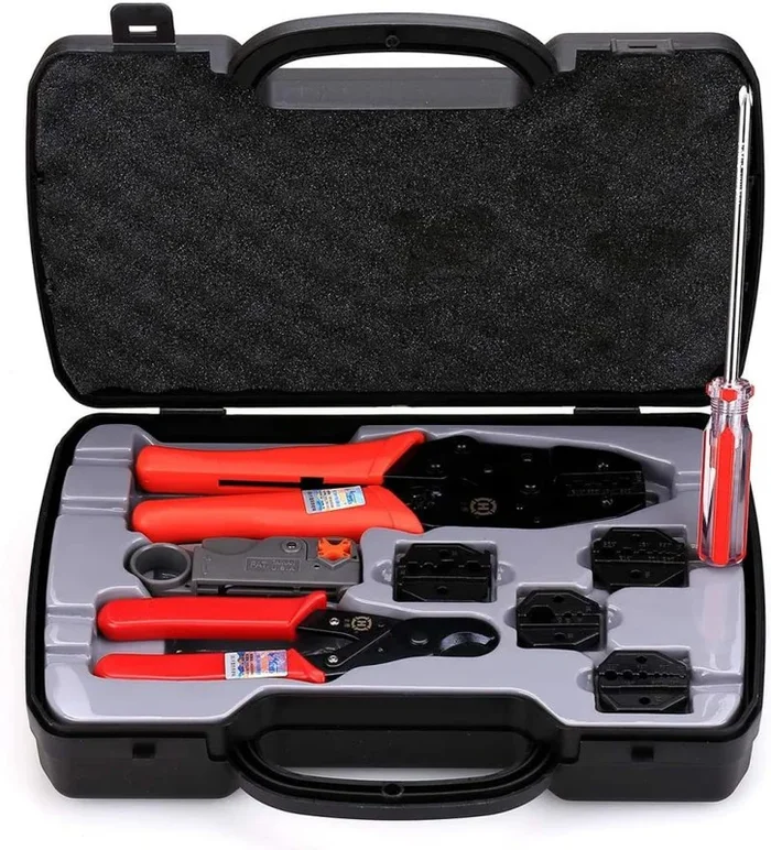 Kit Herramientas Prensar Conectores Coaxiales En Maletin Ht-330k