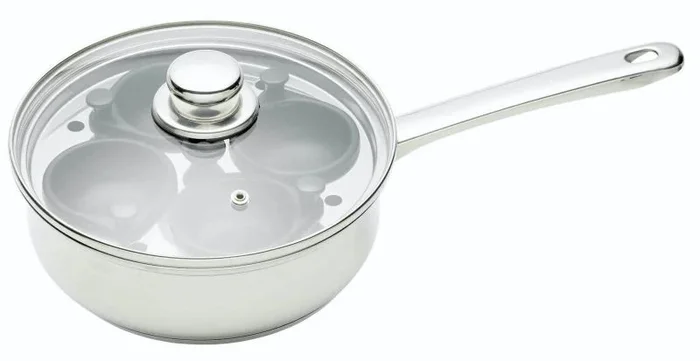 KitchenCraft 4 Egg Poacher Pan in Gift Box, Non Stick and Induction Safe, Stainless Steel, 20.5 cm