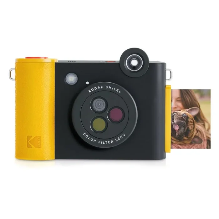 KODAK Smile+ Cámara Digital instantánea 2-en-1 y Impresora Bluetooth – 10MP, Lente giratoria con Efectos, Fotos Adhesivas Zink 2×3”, Imprime Desde App en Dispositivos Inteligentes – Negro