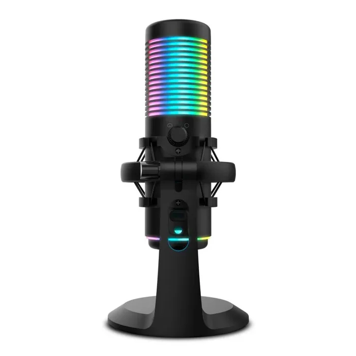KROM KAZE Kit de micrófono HQ Streaming omnidireccional y cardioide, 2 condensadores de cápsula, Montura Anti-Shock, Compatible Windows, MacOS, Android, iOS, RGB, Negro