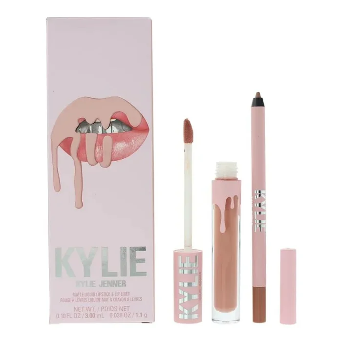 Kylie Cosmetics Kit de labios mate – 700 Bare For Women 2 piezas de 2.8 g lápiz labial líquido mate, 0.04 onzas delineador de labios