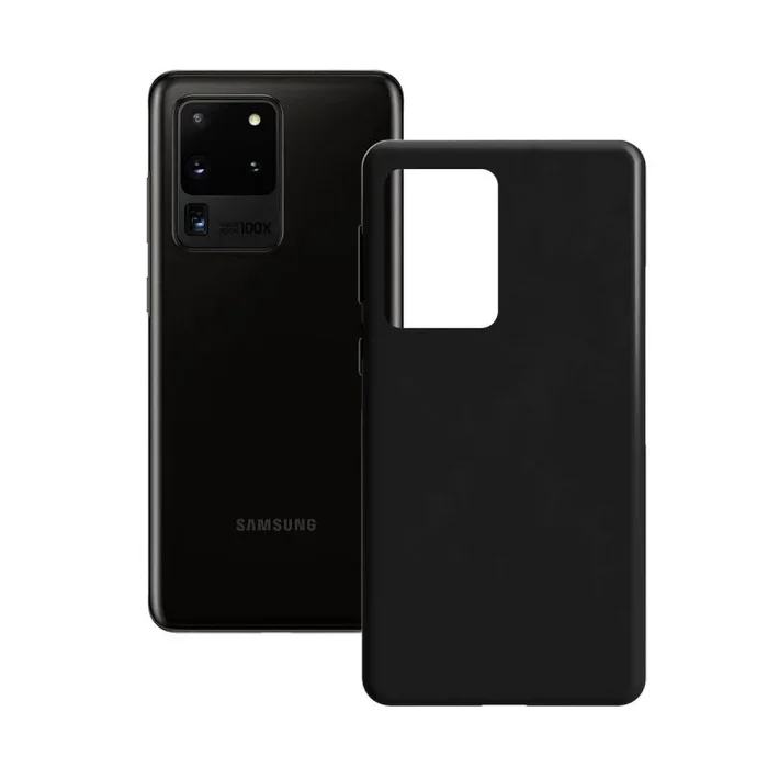 La funda silk para galaxy s20 ultra de color negro tiene una estructura flexible y tacto suave. mantiene el smartphone libre de huellas dactilares y ralladuras accidentales.