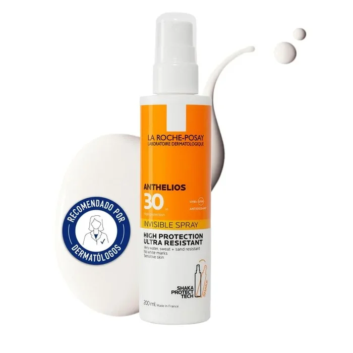 La Roche Posay Spray Invisible, Protector Solar con SPF30, Previene el Estrés Oxidativo, Resistente al Agua, al Sudor y a la Arena, Fórmula con Agua Termal, Anthelios, 200 ml