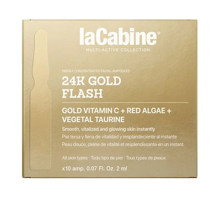 LaCabine – Ampollas concentradas de 24 K Gold Flash, 10 x 2 ml, que proporcionan un efecto tensor inmediato ayudando a combatir los signos de fatiga y edad en el rostro.