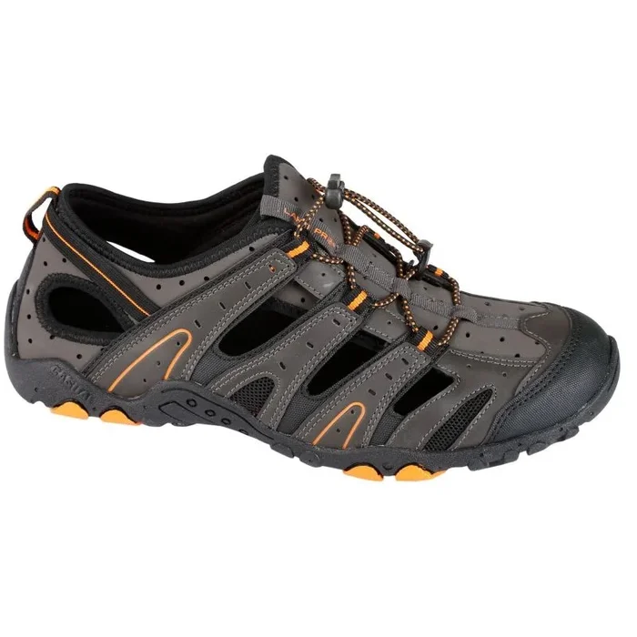 LAHTI PRO Sandalias de Trabajo para Hombre L30607, Antideslizantes, Suela de Goma, talón Abierto, Calzado, Gris Negro Naranja, 41 EU