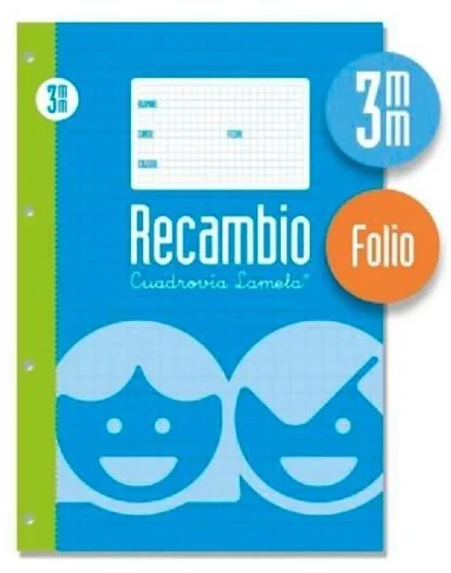Lamela recambio 100h folio 70gr cuadrovía 3mm c/margen 4 taladros offset blanco -5u-