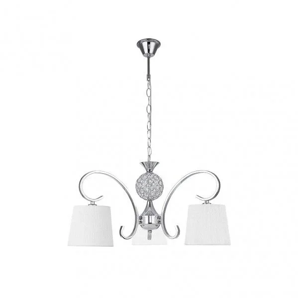 Lampara bogota 3xe14 cromo pantalla blanca regx57x57 cm