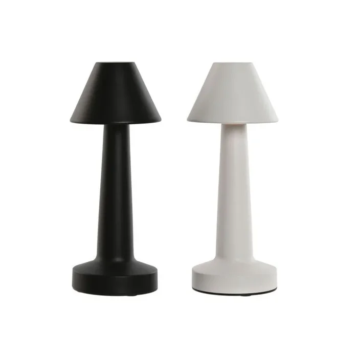 Lámpara de mesa home esprit blanco negro 9 x 9 x 24 cm (2 unidades)