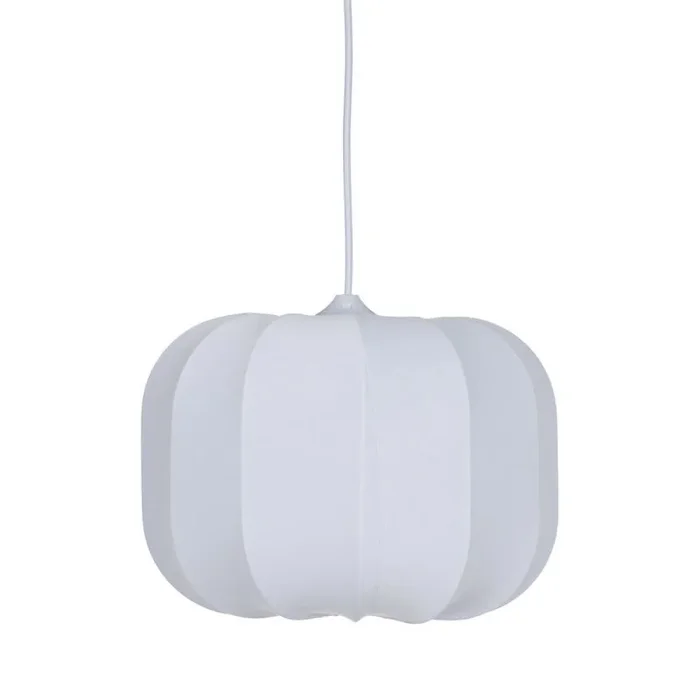 Lámpara de techo con pantalla acanalada de tela blanca de Ø 31×24 cm