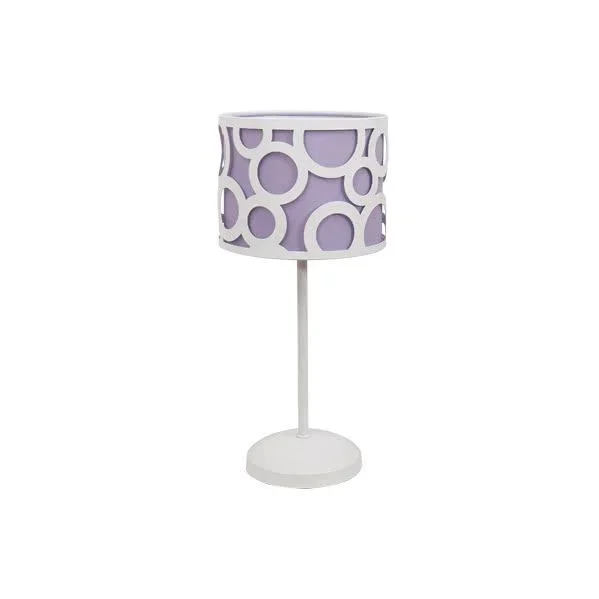 Lámpara Mesa Infantil Color Blanco y lila. 1xE14 . Medidas 40x15cm.