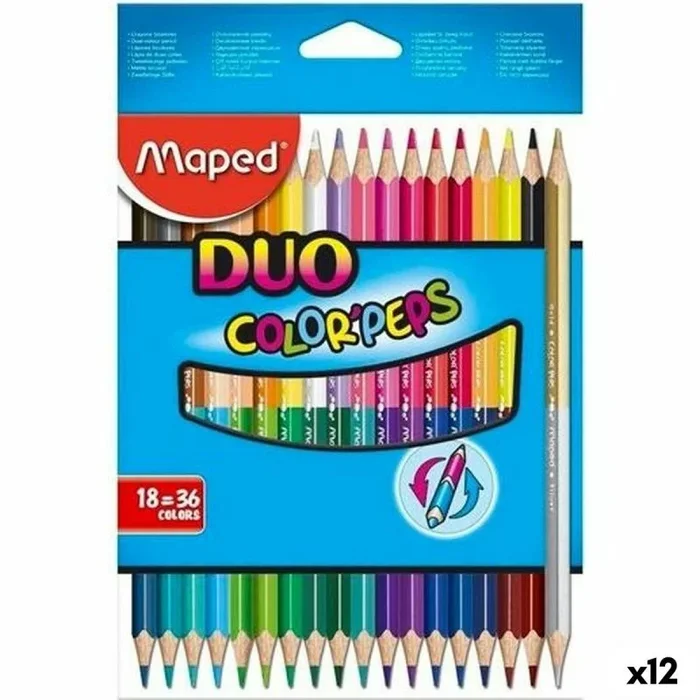 Lápices de colores maped duo color’ peps multicolor 18 piezas doble punta (12 unidades)