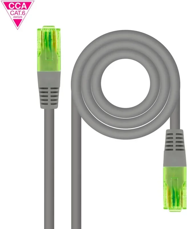 Latiguillo Rj45 Cat6 Utp Awg26 Cca 2m Gris Nanocable 10.20.1402