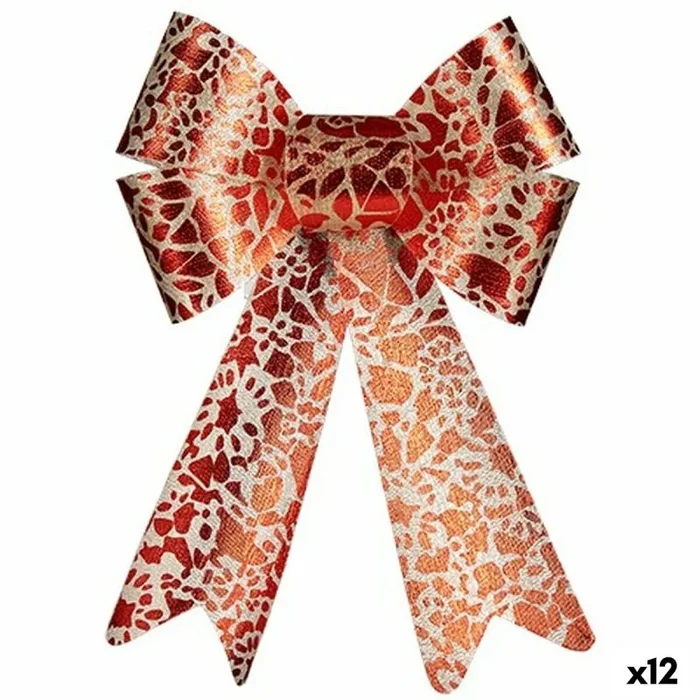 Lazo adorno navideño rojo dorado pvc 16 x 24 x 4 cm (12 unidades)