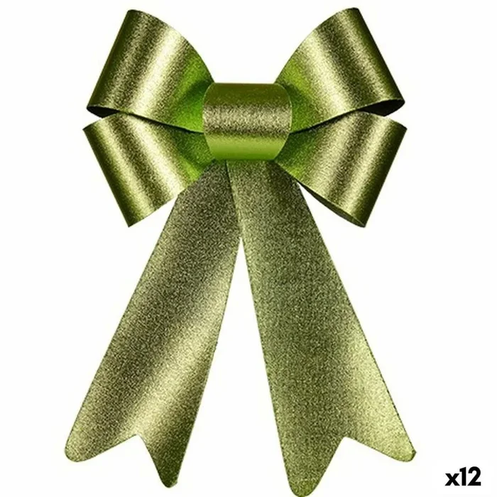 Lazo adorno navideño verde pvc 16 x 24 x 4 cm (12 unidades)