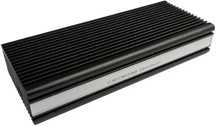 LC-Power LC-M2-C-MULTI-RGB caja para disco duro externo Caja externa para unidad de estado sólido (SSD) Aluminio, Negro M.2