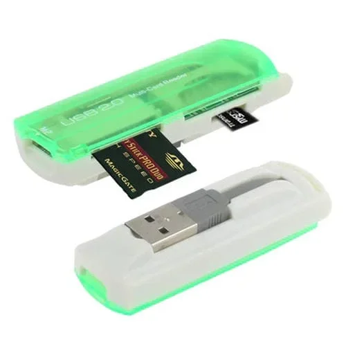 Lector de Tarjetas Múltiples USB 2.0 Compatible con SD MMC MS TF M2 (Verde Claro)